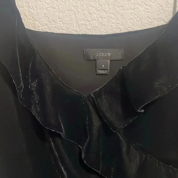 JCrew size 6 black velvet ruffle cami/tank - Picture 2 of 5